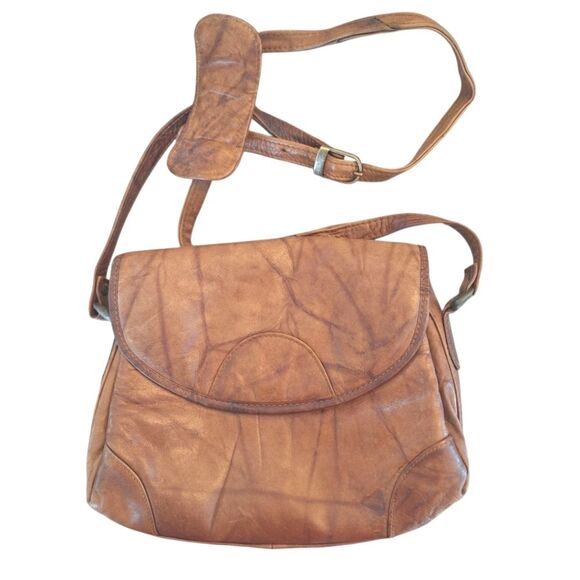 Wilsons Crossbody Bag Distressed Leather Brown Small Medium Size 8" x 9" - Picture 1 of 16